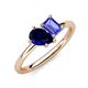 4 - Nadya Pear Shape Lab Created Blue Sapphire & Emerald Shape Tanzanite 2 Stone Duo Ring 