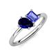 4 - Nadya Pear Shape Lab Created Blue Sapphire & Emerald Shape Tanzanite 2 Stone Duo Ring 