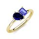 4 - Nadya Pear Shape Lab Created Blue Sapphire & Emerald Shape Tanzanite 2 Stone Duo Ring 