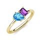 4 - Nadya Pear Shape Blue Topaz & Emerald Shape Amethyst 2 Stone Duo Ring 