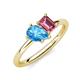 4 - Nadya Pear Shape Blue Topaz & Emerald Shape Pink Tourmaline 2 Stone Duo Ring 