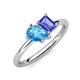 4 - Nadya Pear Shape Blue Topaz & Emerald Shape Tanzanite 2 Stone Duo Ring 