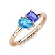 4 - Nadya Pear Shape Blue Topaz & Emerald Shape Tanzanite 2 Stone Duo Ring 