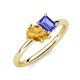 4 - Nadya Pear Shape Citrine & Emerald Shape Tanzanite 2 Stone Duo Ring 