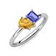 4 - Nadya Pear Shape Citrine & Emerald Shape Tanzanite 2 Stone Duo Ring 