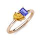 4 - Nadya Pear Shape Citrine & Emerald Shape Tanzanite 2 Stone Duo Ring 