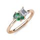 4 - Nadya Pear Shape Lab Created Alexandrite & Emerald Shape White Sapphire 2 Stone Duo Ring 
