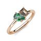4 - Nadya Pear Shape Lab Created Alexandrite & Emerald Shape Smoky Quartz 2 Stone Duo Ring 