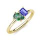 4 - Nadya Pear Shape Lab Created Alexandrite & Emerald Shape Tanzanite 2 Stone Duo Ring 