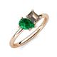 4 - Nadya Pear Shape Lab Created Emerald & Emerald Shape Smoky Quartz 2 Stone Duo Ring 