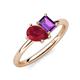 4 - Nadya Pear Shape Lab Created Ruby & Emerald Shape Amethyst 2 Stone Duo Ring 