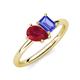 4 - Nadya Pear Shape Lab Created Ruby & Emerald Shape Tanzanite 2 Stone Duo Ring 