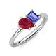 4 - Nadya Pear Shape Lab Created Ruby & Emerald Shape Tanzanite 2 Stone Duo Ring 