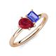 4 - Nadya Pear Shape Lab Created Ruby & Emerald Shape Tanzanite 2 Stone Duo Ring 