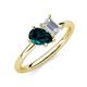 4 - Nadya Pear Shape London Blue Topaz & Emerald Shape White Sapphire 2 Stone Duo Ring 