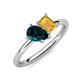 4 - Nadya Pear Shape London Blue Topaz & Emerald Shape Citrine 2 Stone Duo Ring 