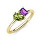 4 - Nadya Pear Shape Peridot & Emerald Shape Amethyst 2 Stone Duo Ring 