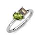 4 - Nadya Pear Shape Peridot & Emerald Shape Smoky Quartz 2 Stone Duo Ring 