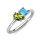 4 - Nadya Pear Shape Peridot & Emerald Shape Blue Topaz 2 Stone Duo Ring 