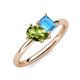 4 - Nadya Pear Shape Peridot & Emerald Shape Blue Topaz 2 Stone Duo Ring 