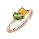 4 - Nadya Pear Shape Peridot & Emerald Shape Citrine 2 Stone Duo Ring 