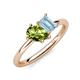 4 - Nadya Pear Shape Peridot & Emerald Shape Aquamarine 2 Stone Duo Ring 