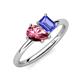 4 - Nadya Pear Shape Pink Tourmaline & Emerald Shape Tanzanite 2 Stone Duo Ring 