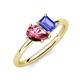 4 - Nadya Pear Shape Pink Tourmaline & Emerald Shape Tanzanite 2 Stone Duo Ring 