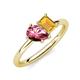 4 - Nadya Pear Shape Pink Tourmaline & Emerald Shape Citrine 2 Stone Duo Ring 