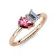 4 - Nadya Pear Shape Pink Tourmaline & Emerald Shape Forever One Moissanite 2 Stone Duo Ring 