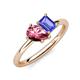 4 - Nadya Pear Shape Pink Tourmaline & Emerald Shape Tanzanite 2 Stone Duo Ring 