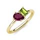 4 - Nadya Pear Shape Rhodolite Garnet & Emerald Shape Peridot 2 Stone Duo Ring 