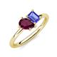 4 - Nadya Pear Shape Rhodolite Garnet & Emerald Shape Tanzanite 2 Stone Duo Ring 