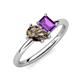 4 - Nadya Pear Shape Smoky Quartz & Emerald Shape Amethyst 2 Stone Duo Ring 