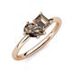 4 - Nadya Pear & Emerald Shape Smoky Quartz 2 Stone Duo Ring 