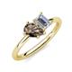 4 - Nadya Pear Shape Smoky Quartz & Emerald Shape Forever One Moissanite 2 Stone Duo Ring 