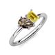 4 - Nadya Pear Shape Smoky Quartz & Emerald Shape Yellow Sapphire 2 Stone Duo Ring 