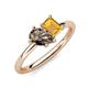 4 - Nadya Pear Shape Smoky Quartz & Emerald Shape Citrine 2 Stone Duo Ring 