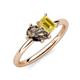 4 - Nadya Pear Shape Smoky Quartz & Emerald Shape Yellow Sapphire 2 Stone Duo Ring 