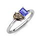 4 - Nadya Pear Shape Smoky Quartz & Emerald Shape Tanzanite 2 Stone Duo Ring 