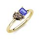 4 - Nadya Pear Shape Smoky Quartz & Emerald Shape Tanzanite 2 Stone Duo Ring 