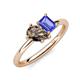 4 - Nadya Pear Shape Smoky Quartz & Emerald Shape Tanzanite 2 Stone Duo Ring 