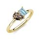 4 - Nadya Pear Shape Smoky Quartz & Emerald Shape Aquamarine 2 Stone Duo Ring 