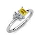 4 - Nadya Pear Shape Forever Brilliant Moissanite & Emerald Shape Yellow Sapphire 2 Stone Duo Ring 