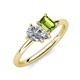 4 - Nadya Pear Shape Forever One Moissanite & Emerald Shape Peridot 2 Stone Duo Ring 
