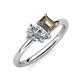 4 - Nadya Pear Shape Forever One Moissanite & Emerald Shape Smoky Quartz 2 Stone Duo Ring 