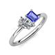 4 - Nadya Pear Shape Forever One Moissanite & Emerald Shape Tanzanite 2 Stone Duo Ring 