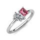 4 - Nadya Pear Shape Forever Brilliant Moissanite & Emerald Shape Pink Tourmaline 2 Stone Duo Ring 