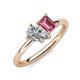 4 - Nadya Pear Shape Forever Brilliant Moissanite & Emerald Shape Pink Tourmaline 2 Stone Duo Ring 