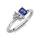4 - Nadya Pear Shape Forever Brilliant Moissanite & Emerald Shape Iolite 2 Stone Duo Ring 